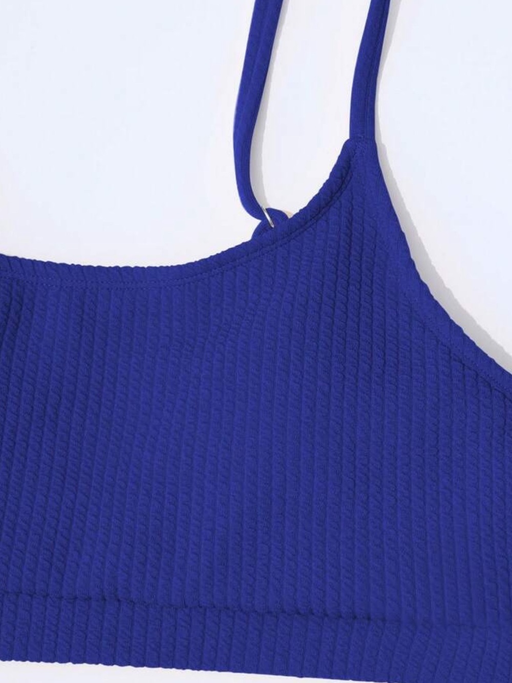 💙SHEIN Swim Ribbed High Waisted Bikini Set Blue | NWT | XL - Picture 4 of 6